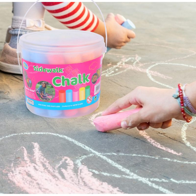 Kids Outdoor Chalkboard - Washable Jumbo Sidewalk Colors Chalk for