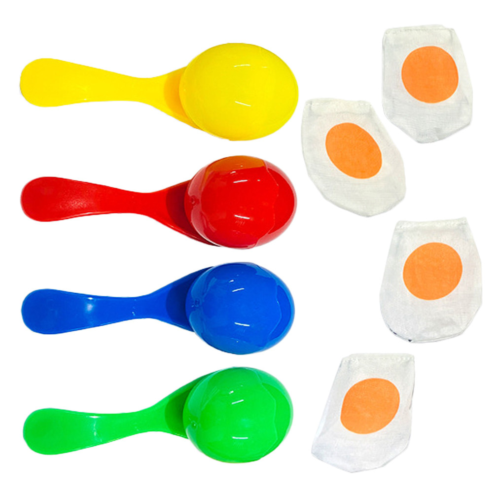 Kids Outdoor Lawn Equipment - 4Sets Colorful Balance Spoon Egg Training