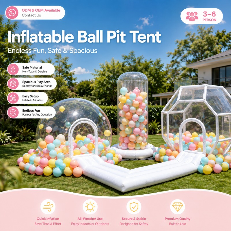 Kids Outdoor Play Tent - Inflatable Ball Pit Tent Transparent PVC