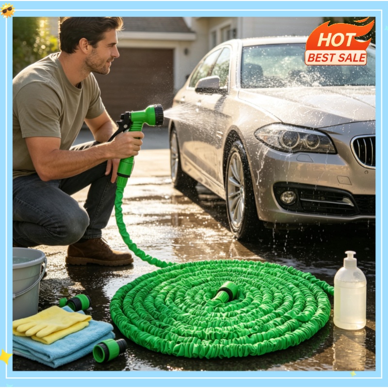 Kids Outdoor Water Sprinkler - High-Pressure Car Wash Hose Expandable Magic