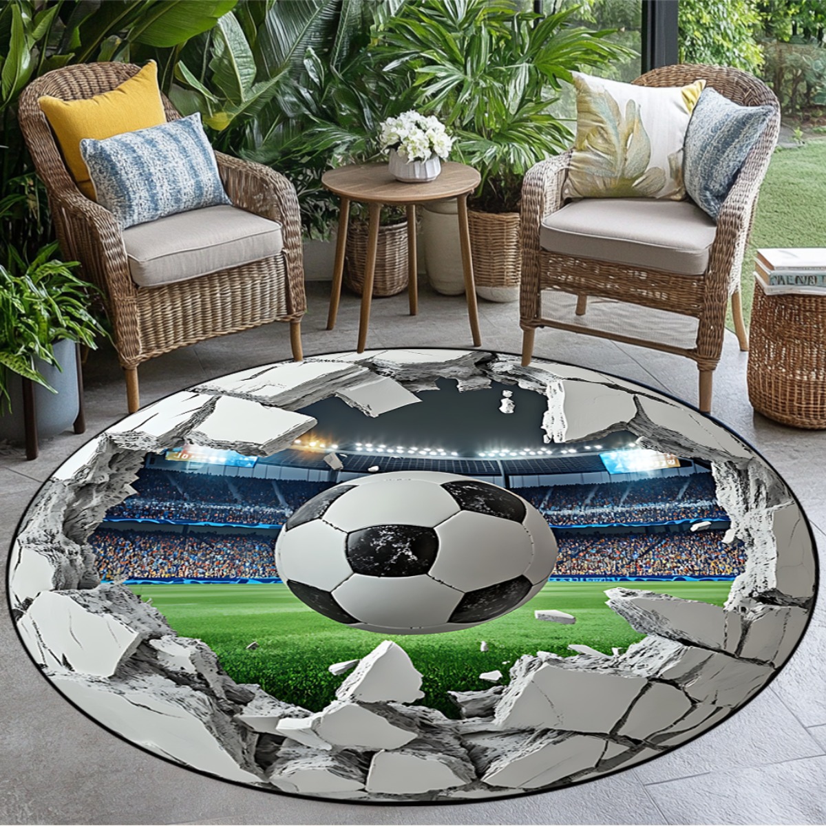 3D Football Field Round Area R - Kids Outdoor Mat Waterproof recension och pris