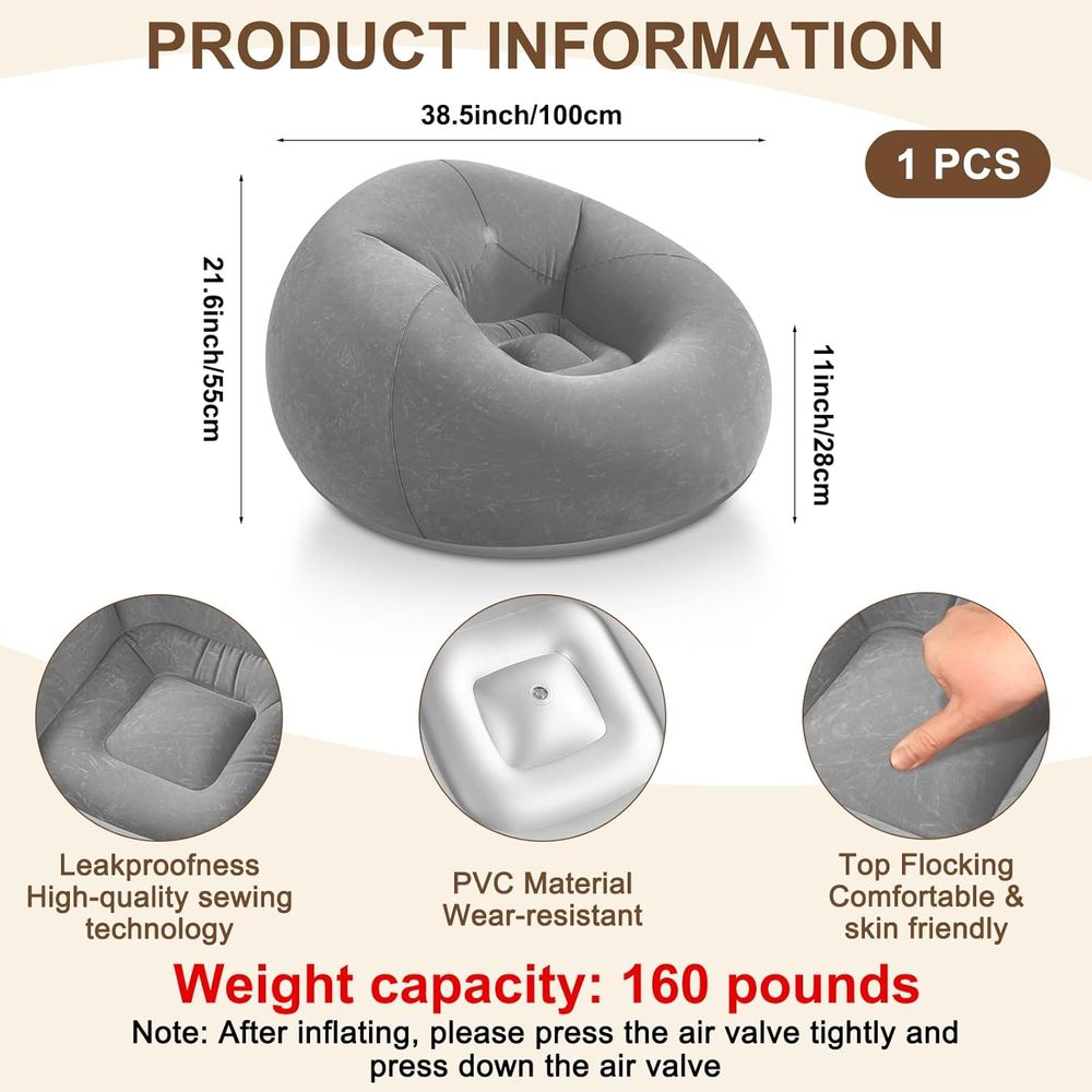 Inflatable Bean Bag Chairs, Gr - Kids Outdoor Lounger Chair recension och pris