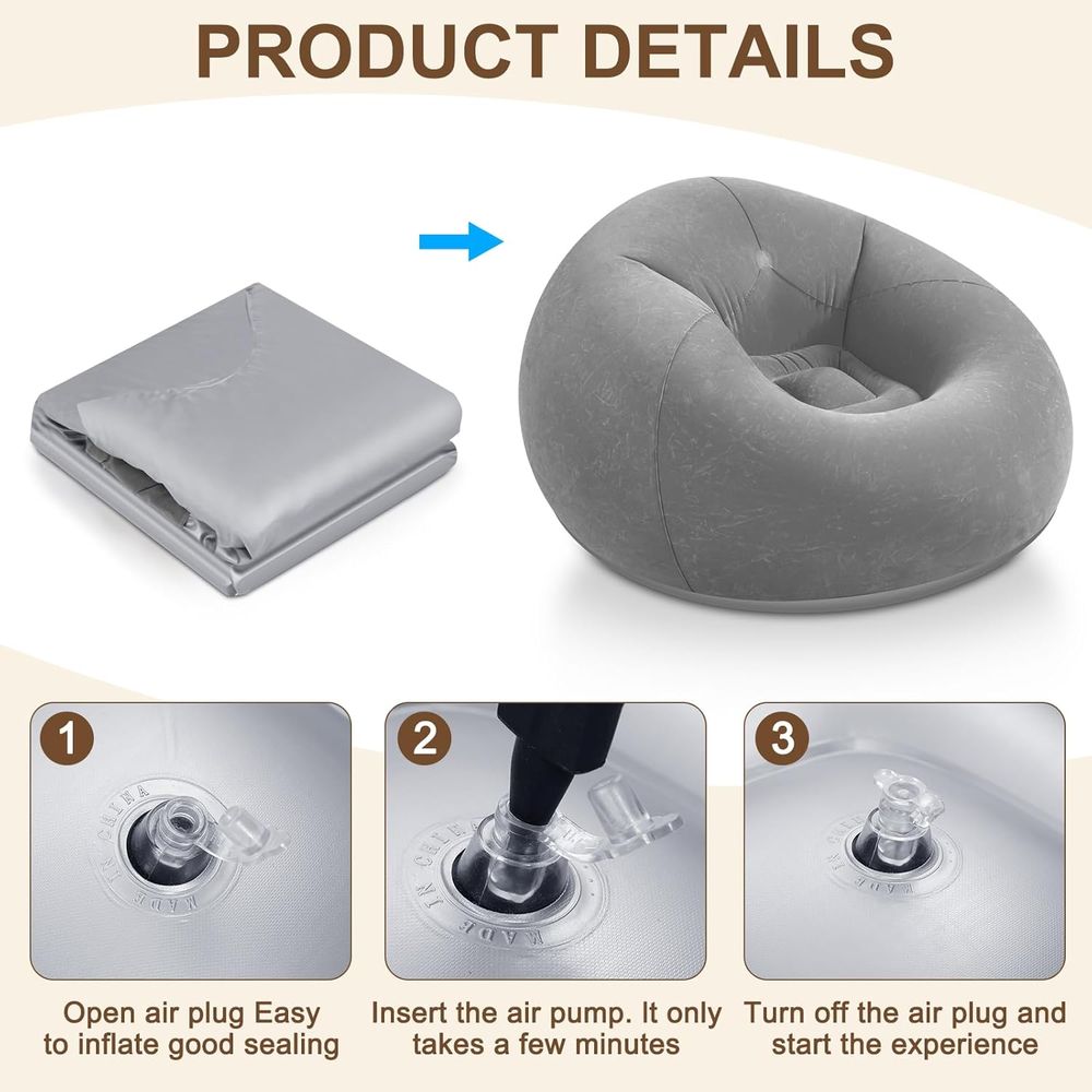 Inflatable Bean Bag Chairs, Gr - Kids Outdoor Lounger Chair recension och pris