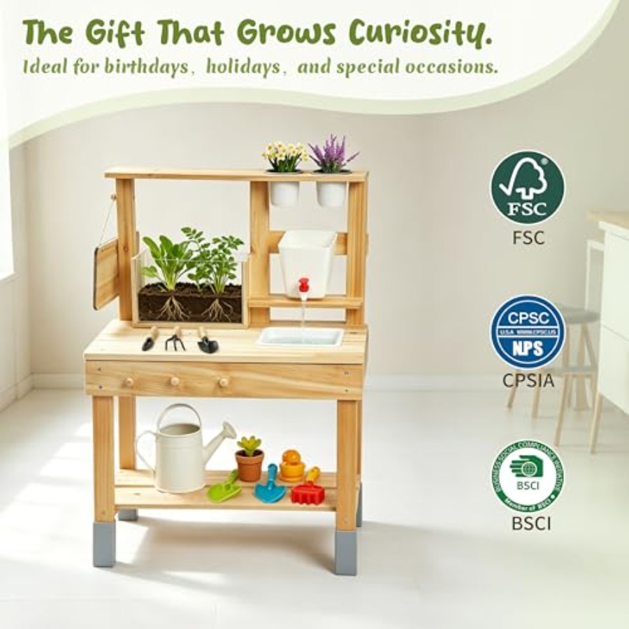 Outdoor Kids Potting Bench Wit - Kids Outdoor Chalkboard recension och pris