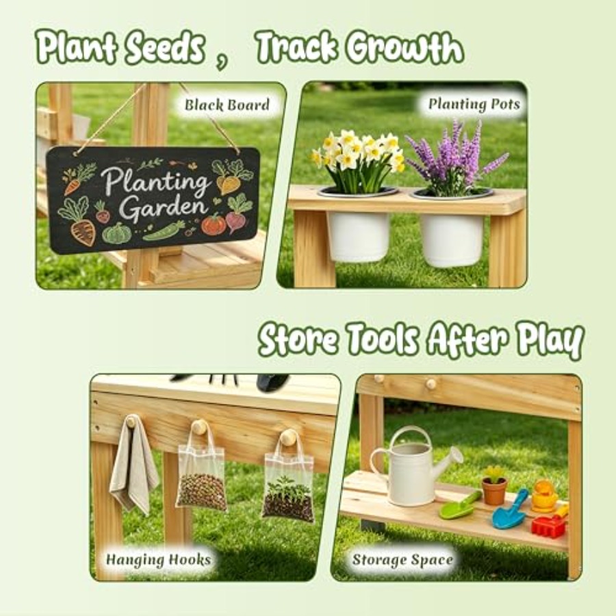 Outdoor Kids Potting Bench Wit - Kids Outdoor Chalkboard recension och pris