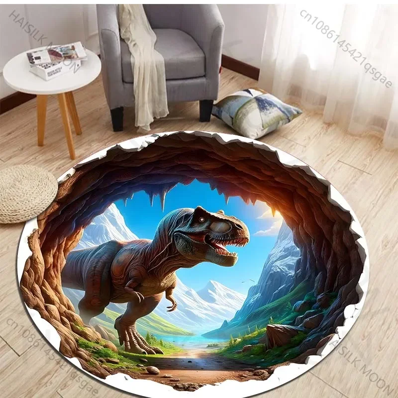 HD 3D Dinosaur Print Round Rug - Kids Outdoor Mat Waterproof recension och pris