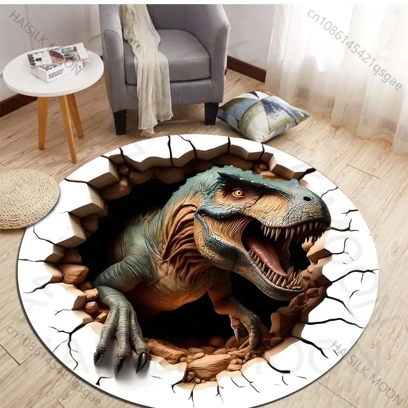 HD 3D Dinosaur Print Round Rug - Kids Outdoor Mat Waterproof recension och pris