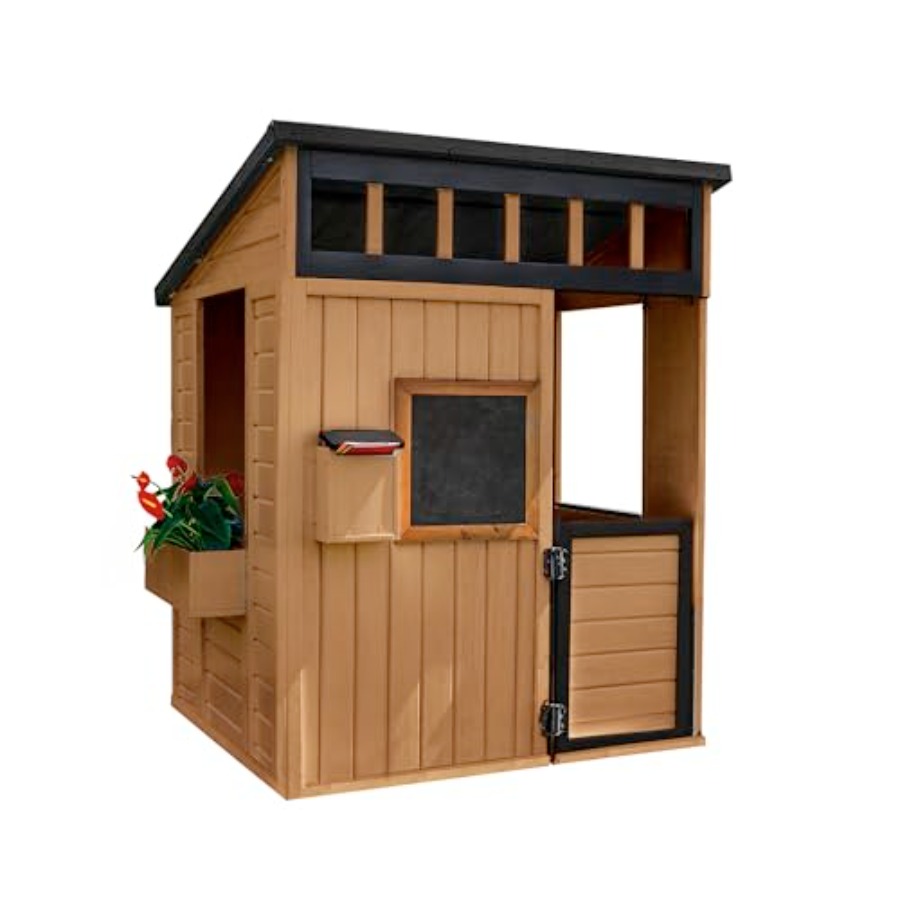 Outdoor kids playhouse: cedar  - Kids Outdoor Chalkboard recension och pris