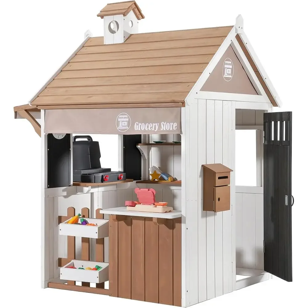 2-in-1 Kids Outdoor Playhouse, - Kids Outdoor Chalkboard recension och pris