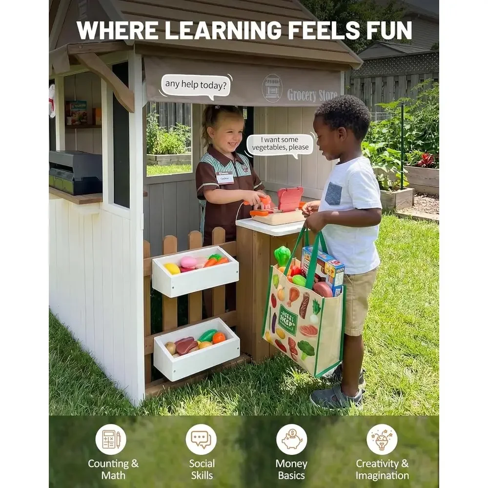 2-in-1 Kids Outdoor Playhouse, - Kids Outdoor Chalkboard recension och pris