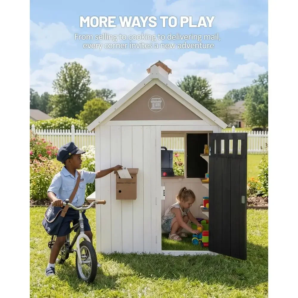 2-in-1 Kids Outdoor Playhouse, - Kids Outdoor Chalkboard recension och pris