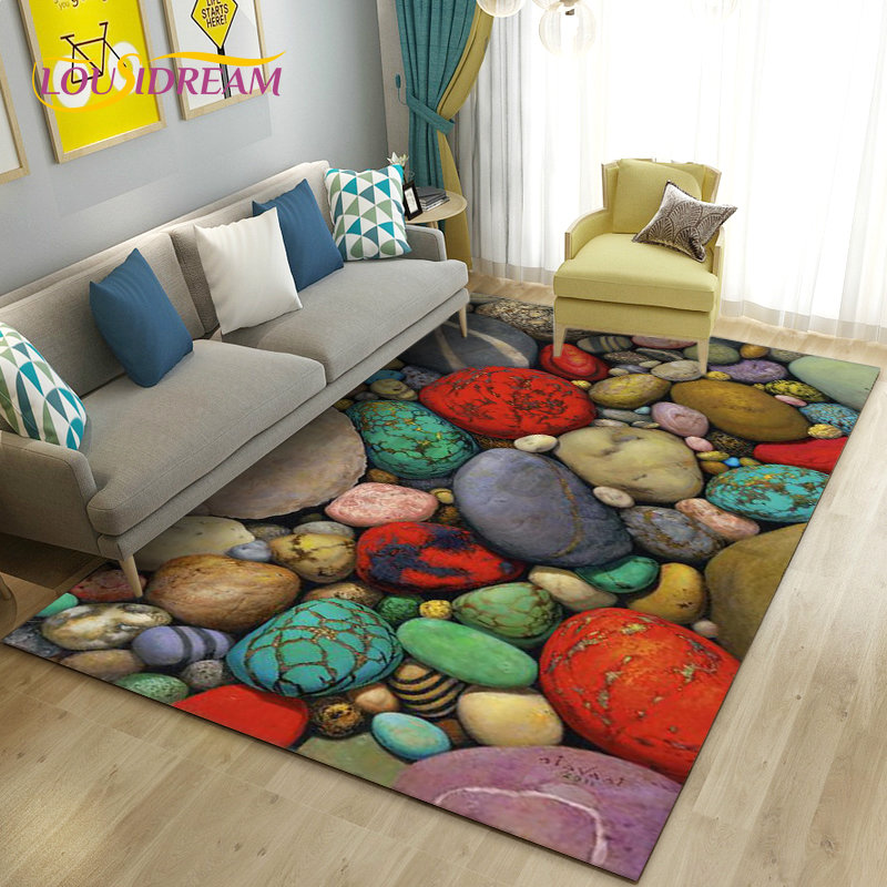 3D Colorful Cobblestone Stone  - Kids Outdoor Mat Waterproof recension och pris
