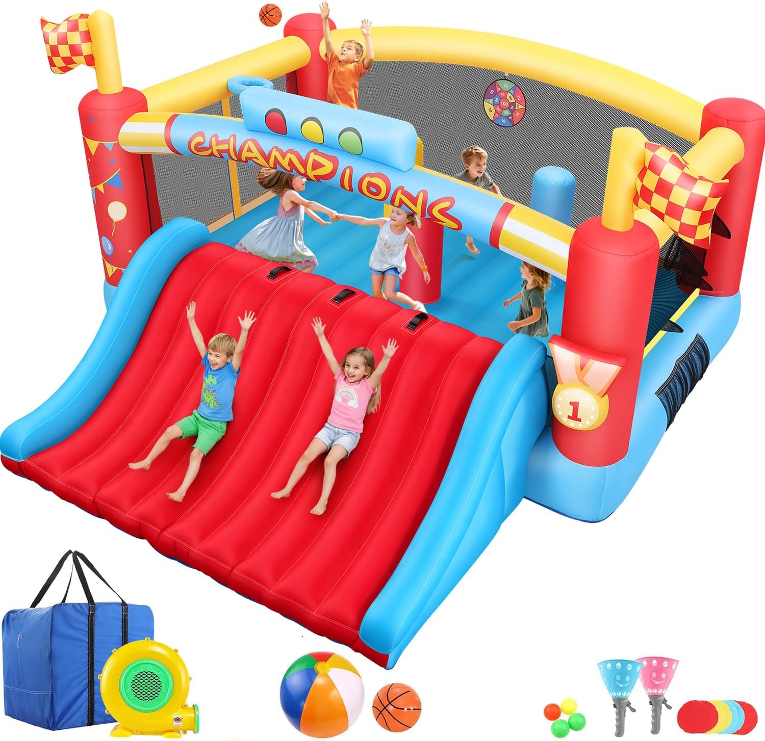 13FT Big Inflatable Bounce Hou - Kids Outdoor Basketball Hoop recension och pris