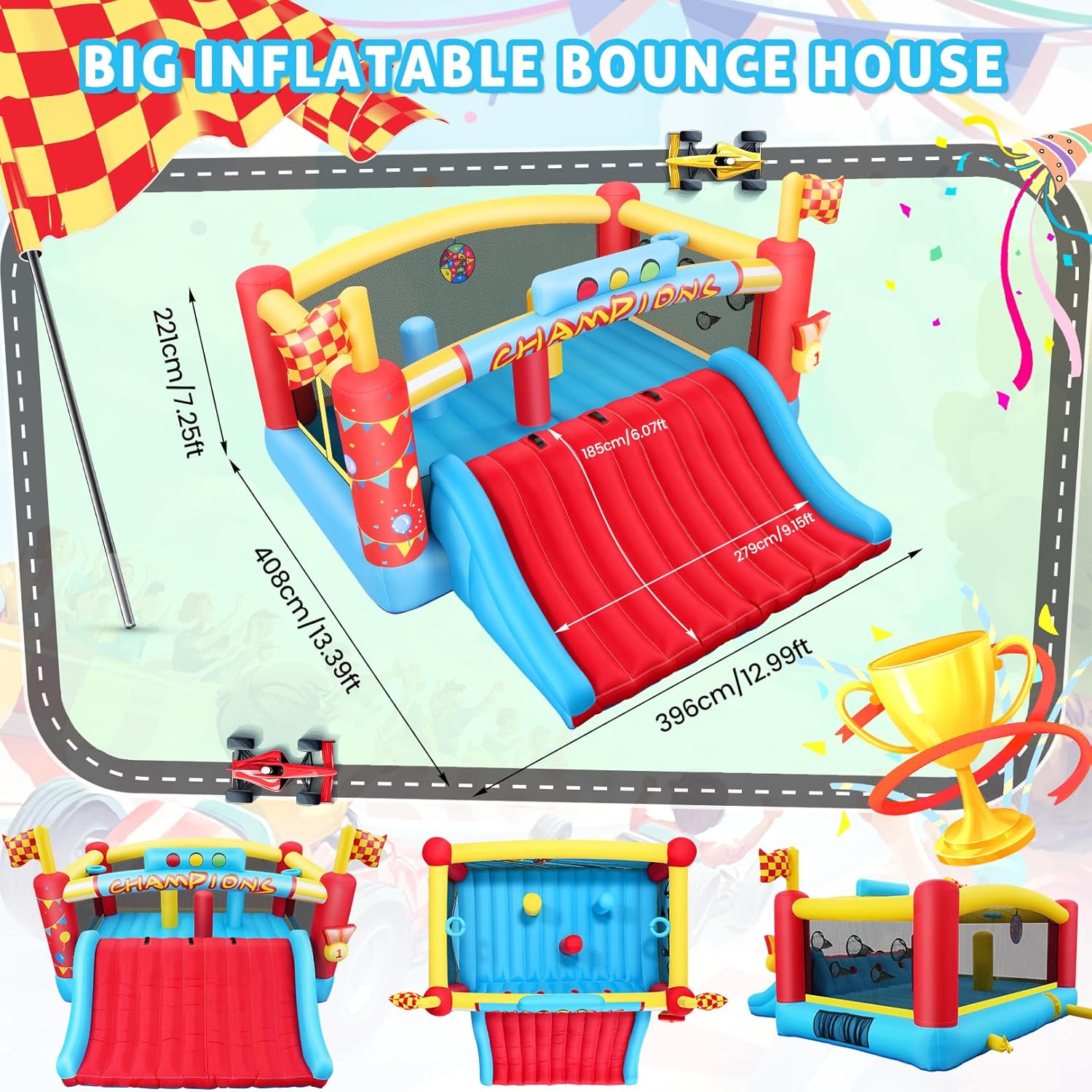 13FT Big Inflatable Bounce Hou - Kids Outdoor Basketball Hoop recension och pris