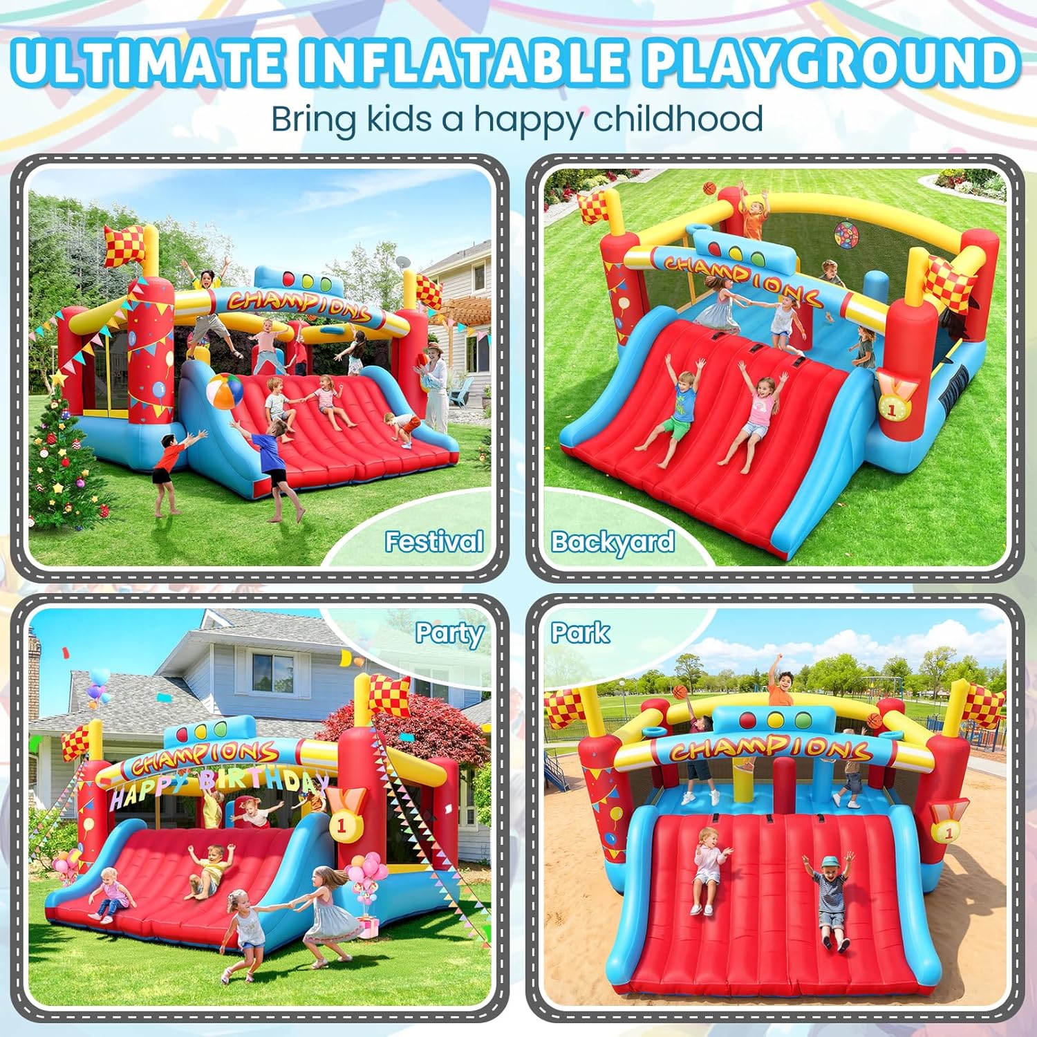 13FT Big Inflatable Bounce Hou - Kids Outdoor Basketball Hoop recension och pris