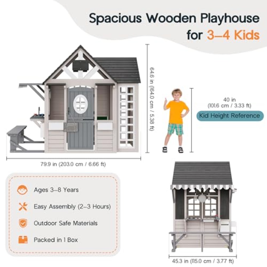 Outdoor wooden playhouse for k - Kids Outdoor Chalkboard recension och pris