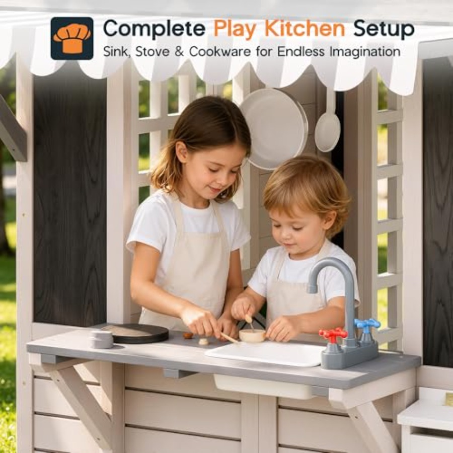 Outdoor wooden playhouse for k - Kids Outdoor Chalkboard recension och pris