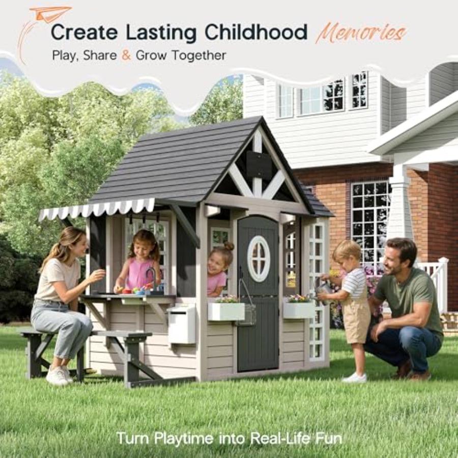 Outdoor wooden playhouse for k - Kids Outdoor Chalkboard recension och pris